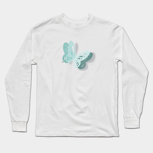 Aqua butterfly Long Sleeve T-Shirt by Madebykale